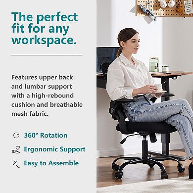 Tall Drafting Office Chair with Adjustable Foot Ring & Flip-Up Armrests