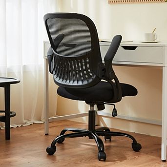 Tall Drafting Office Chair with Adjustable Foot Ring & Flip-Up Armrests