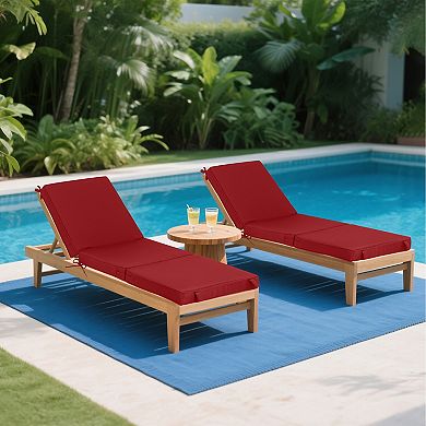 Outdoor Chaise Lounge Cushions Set of 2, Tri-Fold Replacement Cushions with Hook & Loop Fasteners