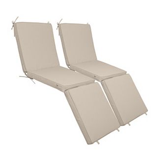 Outdoor Chaise Lounge Cushions Set of 2, Tri-Fold Replacement Cushions with Hook & Loop Fasteners