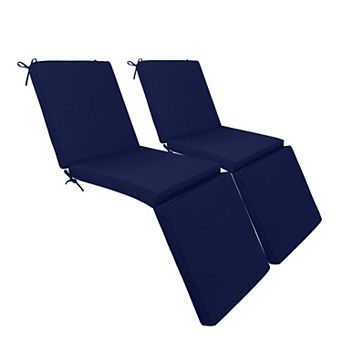 Outdoor Chaise Lounge Cushions Set of 2, Tri-Fold Replacement Cushions with Hook & Loop Fasteners