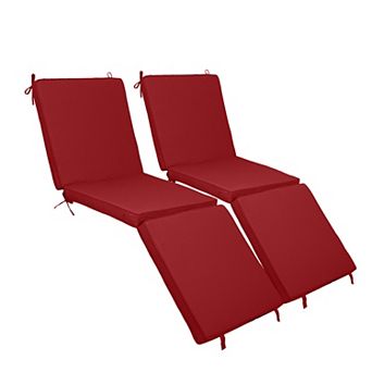 Outdoor Chaise Lounge Cushions Set of 2, Tri-Fold Replacement Cushions with Hook & Loop Fasteners