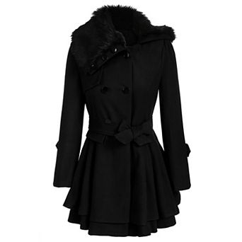 Zeagoo Women's Faux Fur Coat Double Breasted Thick Wool Pea Coats Trench Jacket Winter Warm Outfits