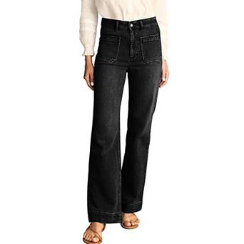 Women's Wide Leg Jeans High Waisted Straight Leg Stretchy Denim Pants with Pockets