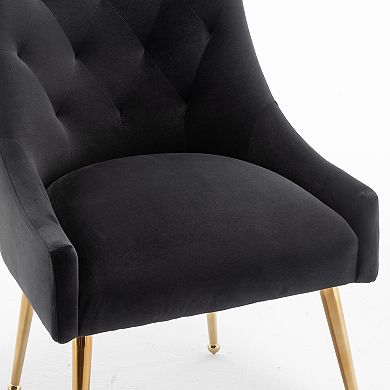 SEYNAR Modern Dining Chairs Set of 2, Upholstered Accent Chair Tufted Back Chair with Back Pull