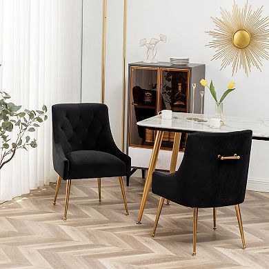 SEYNAR Modern Dining Chairs Set of 2, Upholstered Accent Chair Tufted Back Chair with Back Pull