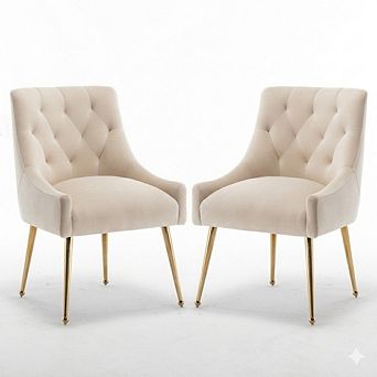 SEYNAR Modern Dining Chairs Set of 2, Upholstered Accent Chair Tufted Back Chair with Back Pull