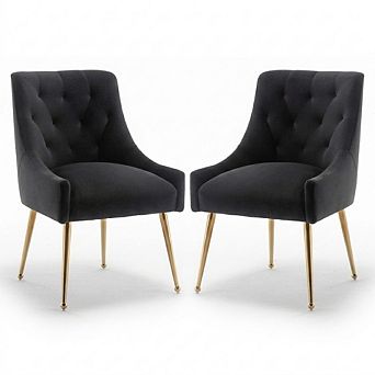 SEYNAR Modern Dining Chairs Set of 2, Upholstered Accent Chair Tufted Back Chair with Back Pull