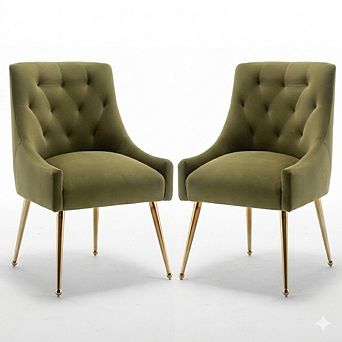 SEYNAR Modern Dining Chairs Set of 2, Upholstered Accent Chair Tufted Back Chair with Back Pull