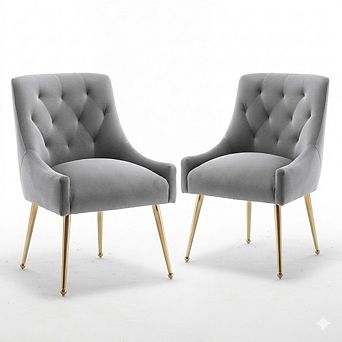 SEYNAR Modern Dining Chairs Set of 2, Upholstered Accent Chair Tufted Back Chair with Back Pull