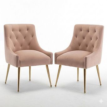 SEYNAR Modern Dining Chairs Set of 2, Upholstered Accent Chair Tufted Back Chair with Back Pull