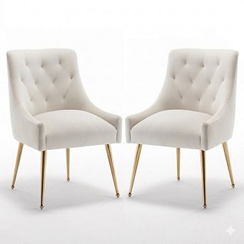 SEYNAR Modern Dining Chairs Set of 2, Upholstered Accent Chair Tufted Back Chair with Back Pull