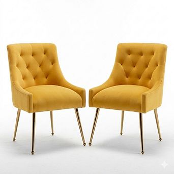 SEYNAR Modern Dining Chairs Set of 2, Upholstered Accent Chair Tufted Back Chair with Back Pull