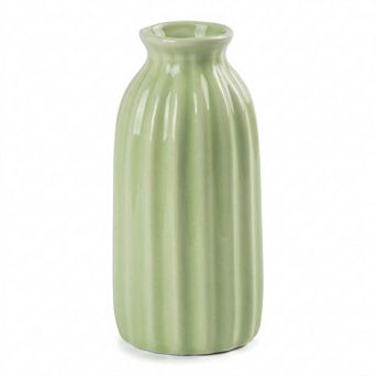Small Ceramic Vase Matte Ribbed Decorative Flower Vase for Desktop Bathroom Minimalist Boho Home