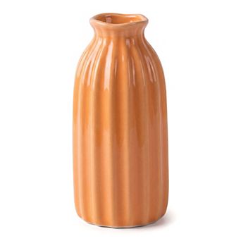 Small Ceramic Vase Matte Ribbed Decorative Flower Vase for Desktop Bathroom Minimalist Boho Home