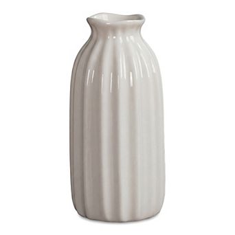 Small Ceramic Vase Matte Ribbed Decorative Flower Vase for Desktop Bathroom Minimalist Boho Home