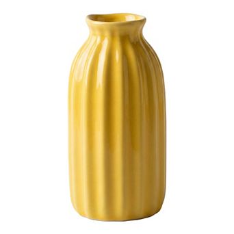 Small Ceramic Vase Matte Ribbed Decorative Flower Vase for Desktop Bathroom Minimalist Boho Home