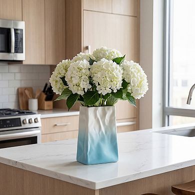 Modern Ceramic Vase Inch Matte White Flower Vase, Ribbed Vase for Narrow Windowsill, Decor