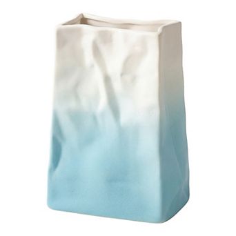 Modern Ceramic Vase Inch Matte White Flower Vase, Ribbed Vase for Narrow Windowsill, Decor