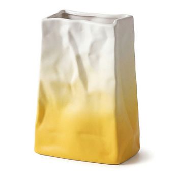 Modern Ceramic Vase Inch Matte White Flower Vase, Ribbed Vase for Narrow Windowsill, Decor