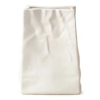 Modern Ceramic Vase Inch Matte White Flower Vase, Ribbed Vase for Narrow Windowsill, Decor