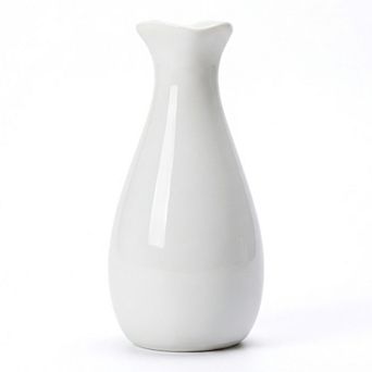 Small Ceramic Bud Modern Cylinder Vase Matte Ribbed Decorative Flower Vase for Desktop Bathroom