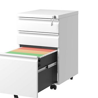 3 Drawer Mobile File Cabinet with Lock,Metal Filing Cabinets for Home Office Organizer