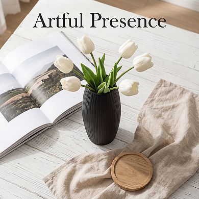 Modern Vase for Home Decor Tall Matte Ribbed Flower Vase Large Decorative Vase Centerpiece for Table