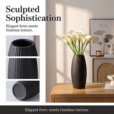 Modern Vase for Home Decor Tall Matte Ribbed Flower Vase Large Decorative Vase Centerpiece for Table