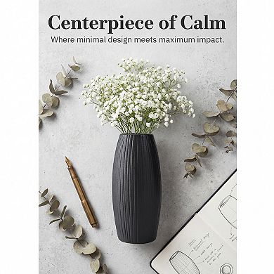 Modern Vase for Home Decor Tall Matte Ribbed Flower Vase Large Decorative Vase Centerpiece for Table