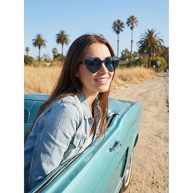 Heart Shape Rimless Sunglasses Translucent Gradient Color Trendy Versatile Sun Glasses UV Protection