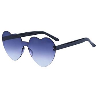 Heart Shape Rimless Sunglasses Translucent Gradient Color Trendy Versatile Sun Glasses UV Protection