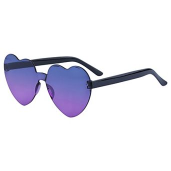 Heart Shape Rimless Sunglasses Translucent Gradient Color Trendy Versatile Sun Glasses UV Protection