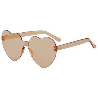 Heart Shape Rimless Sunglasses Translucent Gradient Color Trendy Versatile Sun Glasses UV Protection