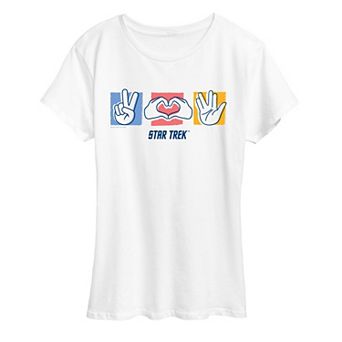 Women's Star Trek Peace, Love, Vulcan Salute Graphic Tee