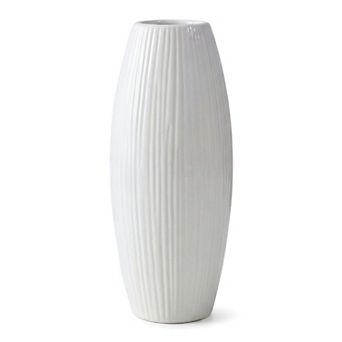 Modern Vase for Home Decor Tall Matte Ribbed Flower Vase Large Vase 3.0"Lx3.0"Wx7.1"H