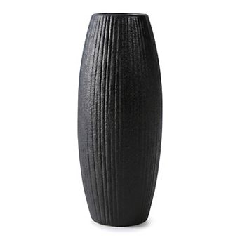 Modern Vase for Home Decor Tall Matte Ribbed Flower Vase Large Vase 3.0"Lx3.0"Wx7.1"H