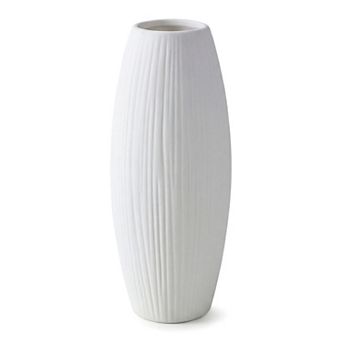 Modern Vase for Home Decor Tall Matte Ribbed Flower Vase Large Vase 3.0"Lx3.0"Wx7.1"H