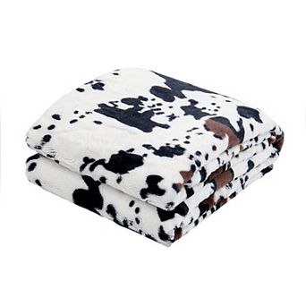 Home Soft Things Cow Printed Double-Sided Faux Fur Throw Blanket