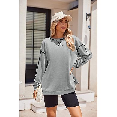 Zeagoo Women's Oversized Crewneck Long Sleeve Tunic Sweatshirts Casual Loose Fit Fall Pullover Tops