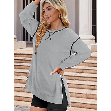 Zeagoo Women's Oversized Crewneck Long Sleeve Tunic Sweatshirts Casual Loose Fit Fall Pullover Tops
