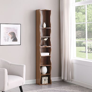 8-Tier Slim Bookshelf, 70.9" Adjustable Display Storage Cabinet for Books, CDs & Home Decor