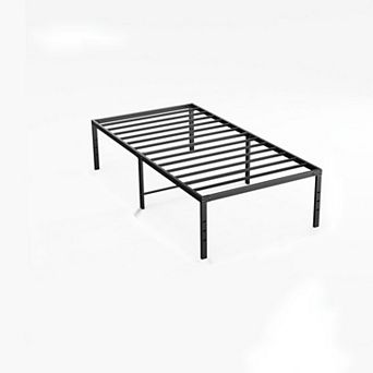 Tall 18'' Metal Bed Frame with Steel Slats, High Platform Bed with Storage, No Box Spring