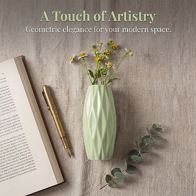 Small Ceramic Modern Vase Matte Decorative Flower Vase for Desktop Shelf Minimalist Boho Home