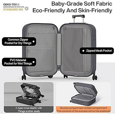 Carry-On Hard Shell Suitcase Spinner Wheels with Cup & Phone Holder