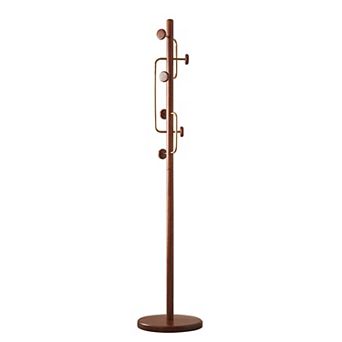 Solid Wood Coat Rack Stand with 6 Smooth Hooks & Sturdy Round Base, Cactus Tree Coat Hanger for Home