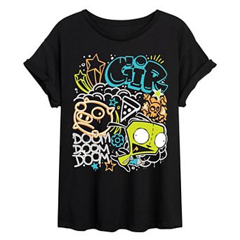 Juniors' Invader Zim Gir Oversized Tee