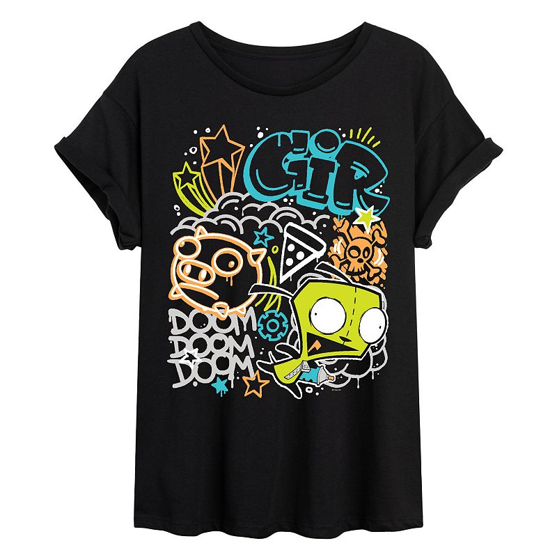 UPC 199763959066 product image for Juniors' Invader Zim Gir Oversized Tee, Women's, Size: XL, Black | upcitemdb.com
