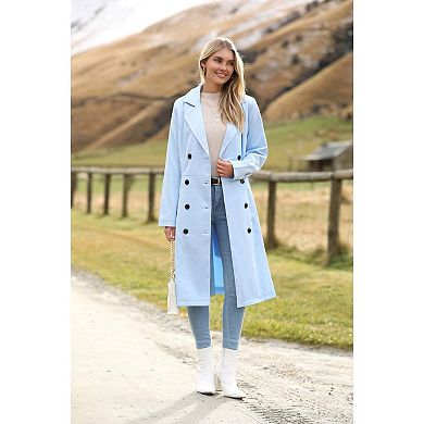 Zeagoo Women's British Style Elegant Jacket Double Breasted Slim Long Trench Coat