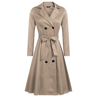 Zeagoo Women's British Style Elegant Jacket Double Breasted Slim Long Trench Coat